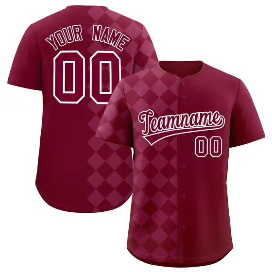 Crimson Rhombus Design Authentic Baseball Jersey