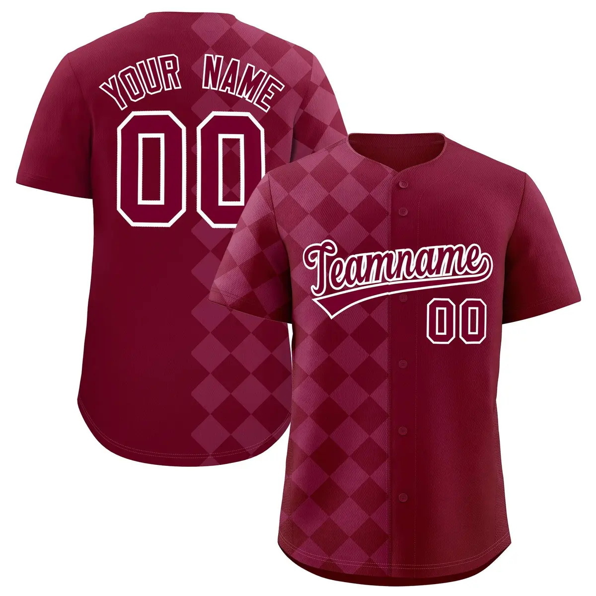 Crimson Rhombus Design Authentic Baseball Jersey