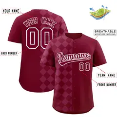 Crimson Rhombus Design Authentic Baseball Jersey 2