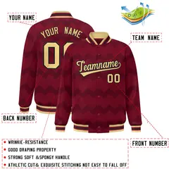 Crimson Ripple Color Block Full-Snap Varsity Letterman Jacket 2