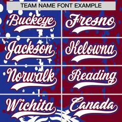 Crimson Royal Blue White Full-Snap Tiger Graffiti Baseball Jersey 6