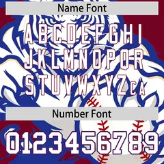 Crimson Royal Blue White Full-Snap Tiger Graffiti Baseball Jersey 7