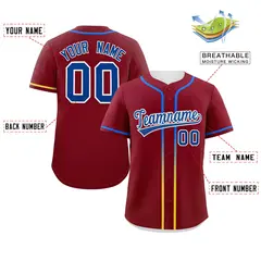 Crimson Royal Gradient Ribbed Authentic Baseball Jersey 2
