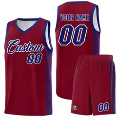 Crimson Royal Indians Pattern Basketball Uniform Jersey 1