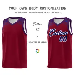 Crimson Royal Indians Print Basketball Uniform Jersey 3