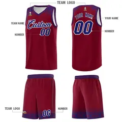 Crimson Royal Indians Print Basketball Uniform Jersey 5