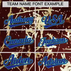 Crimson Royal Metallic Gold Splatter Baseball Jersey 4