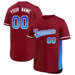Crimson Royal-Powder Blue Gradient Font Side Baseball Jersey 1