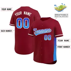 Crimson Royal-Powder Blue Gradient Font Side Baseball Jersey 2