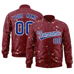 Crimson Royal Splash Graffiti Varsity Full-Zip Letterman Jacket 1