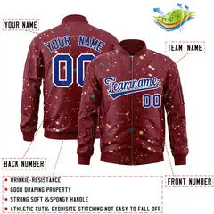Crimson Royal Splash Graffiti Varsity Full-Zip Letterman Jacket 2