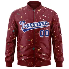 Crimson Royal Splash Graffiti Varsity Full-Zip Letterman Jacket 3