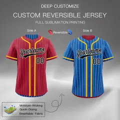 Crimson Royal Striped Reversible Baseball Jersey 2
