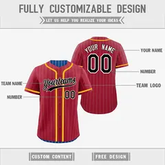 Crimson Royal Striped Reversible Baseball Jersey 3