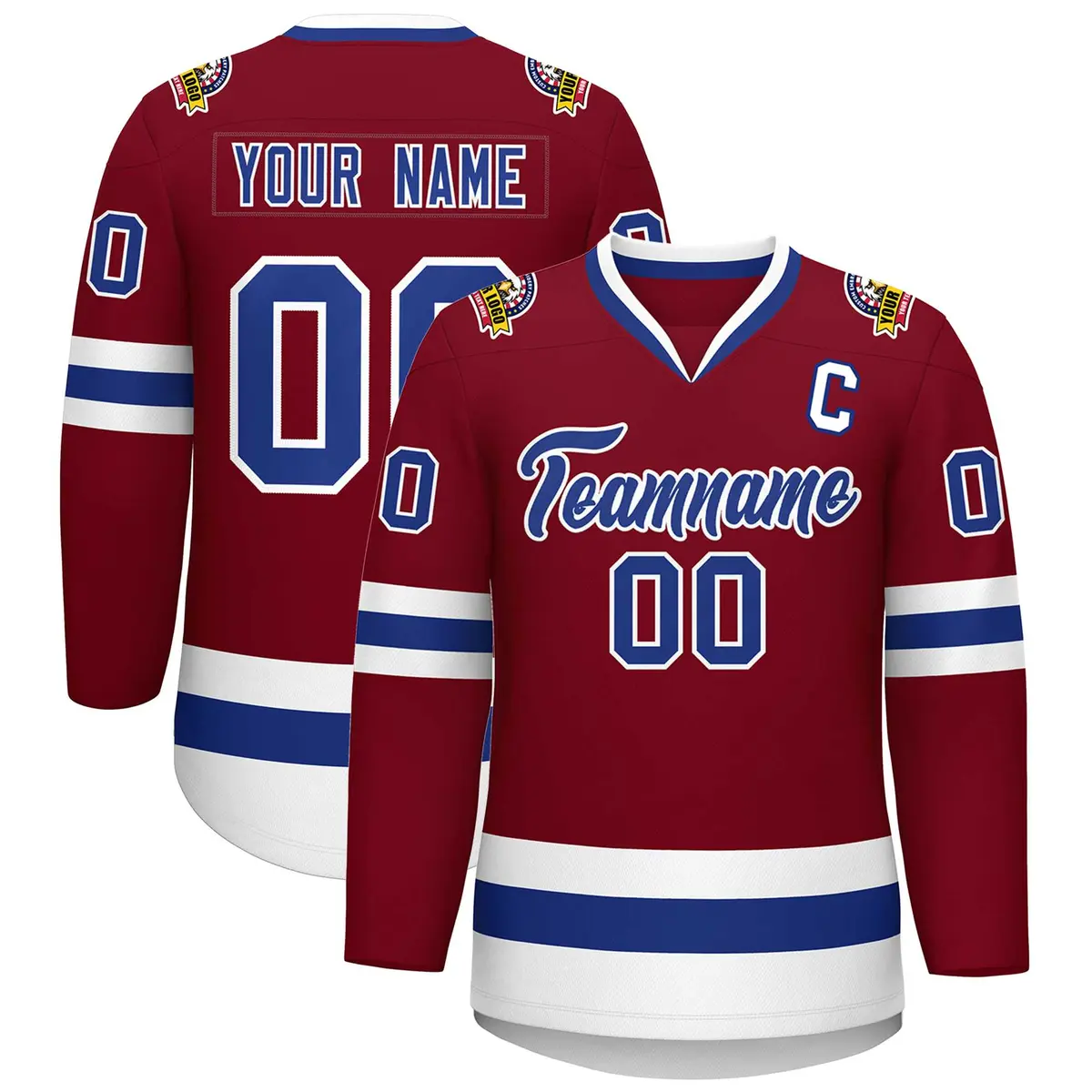 Crimson Royal-White Classic Hockey Jersey