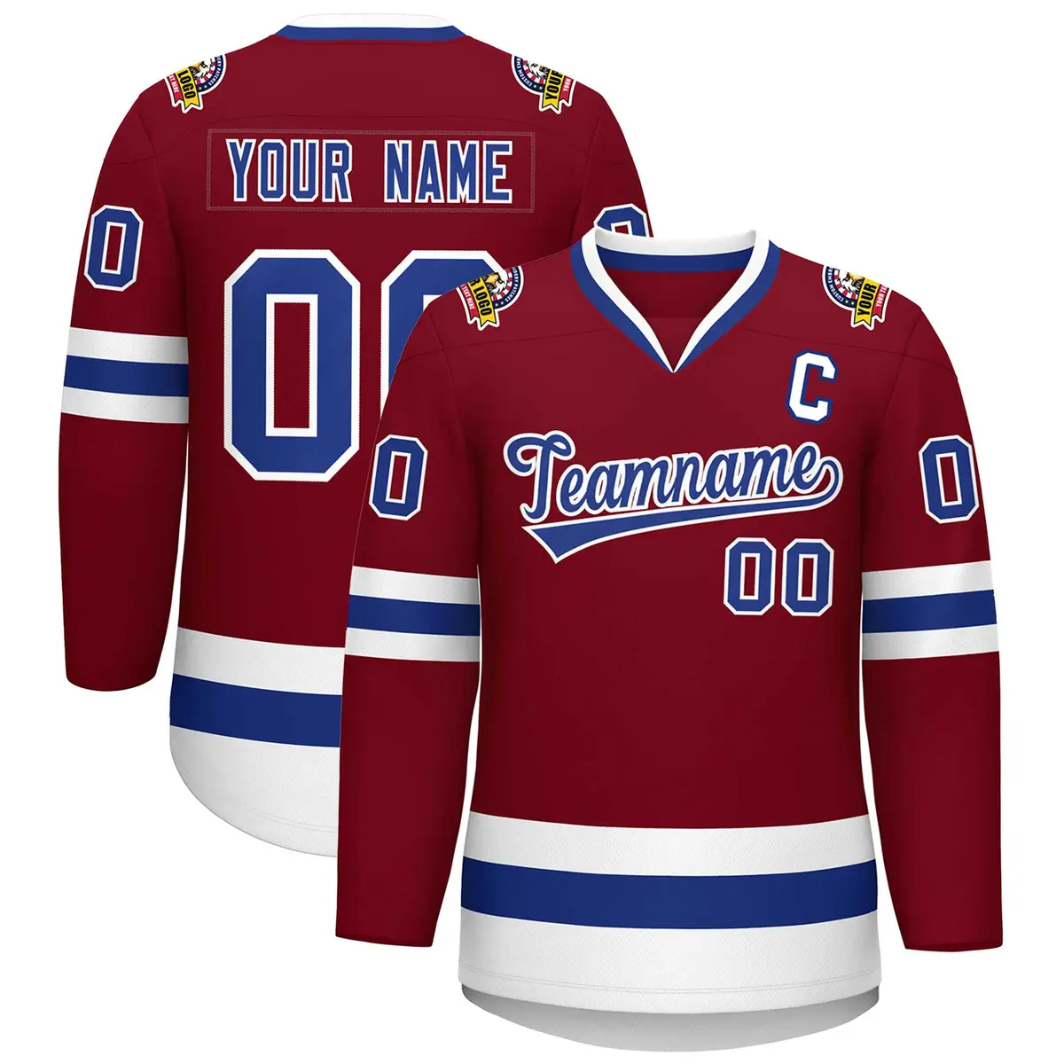 Crimson Royal-White Classic Hockey Jersey