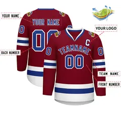 Crimson Royal-White Classic Hockey Jersey 2