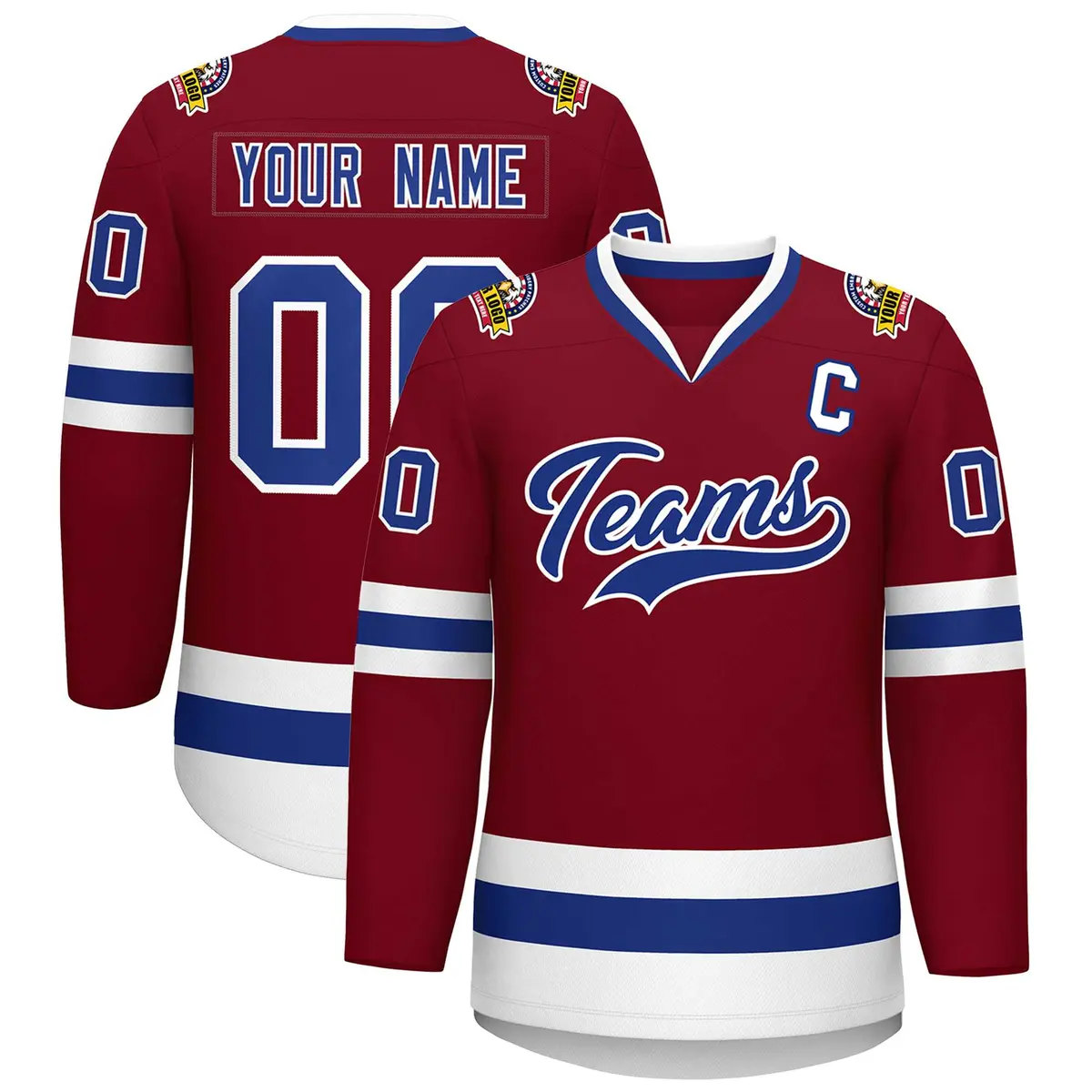 Crimson Royal-White Classic Hockey Jersey