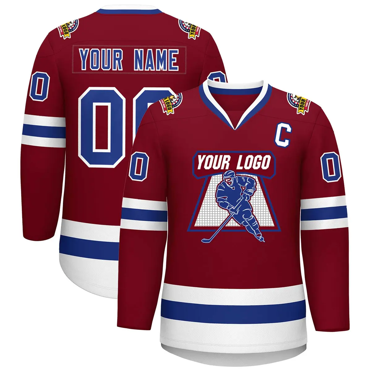Crimson Royal-White Classic Hockey Jersey