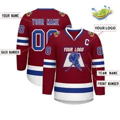 Crimson Royal-White Classic Hockey Jersey 2