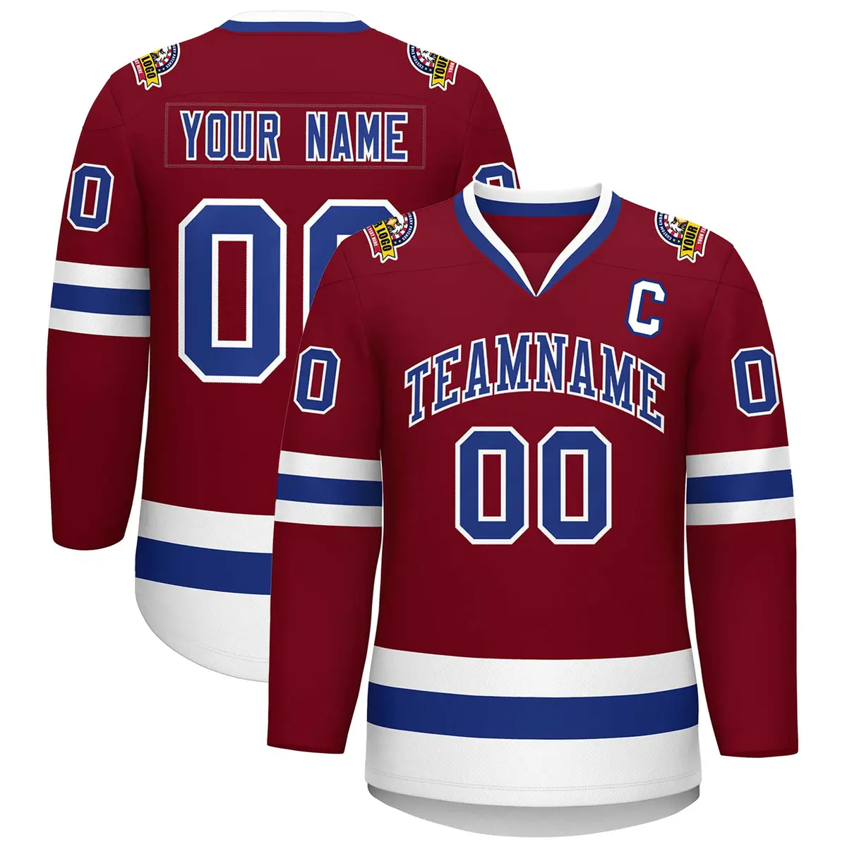 Crimson Royal-White Classic Hockey Jersey