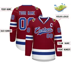 Crimson Royal-White Classic Hockey Jersey 2