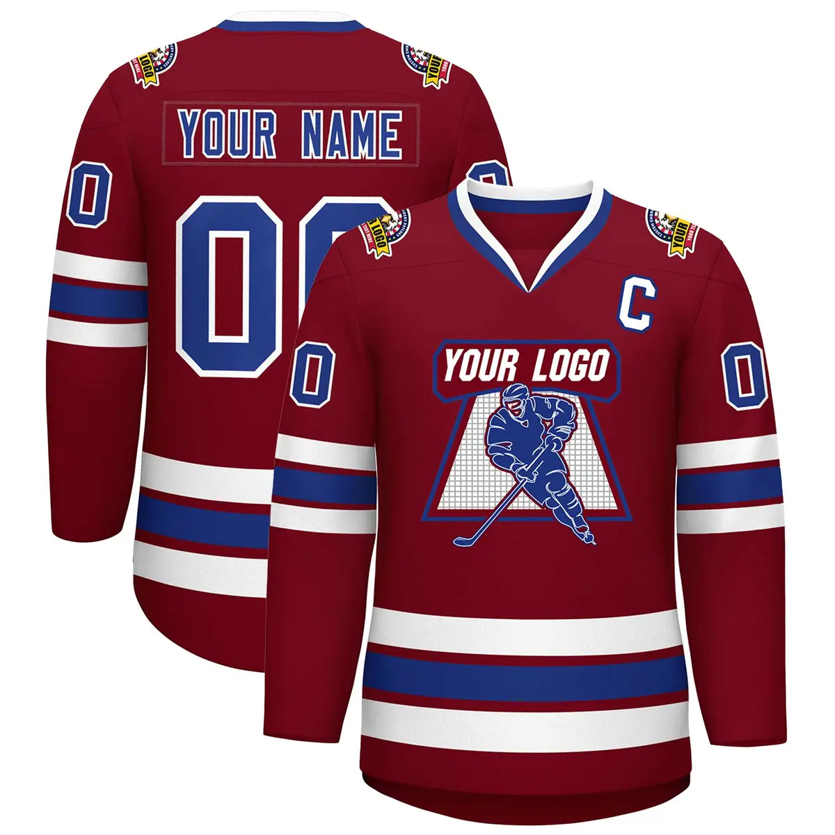 Crimson Royal-White Classic Hockey Jersey