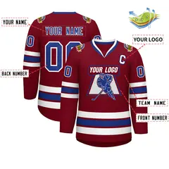 Crimson Royal-White Classic Hockey Jersey 2