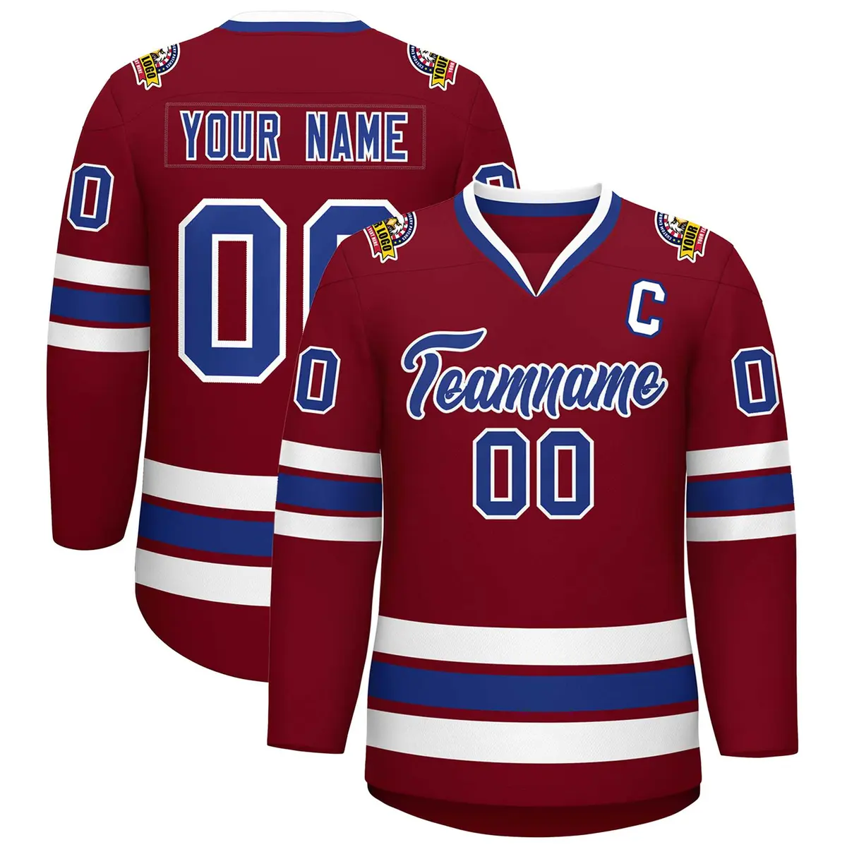 Crimson Royal-White Classic Hockey Jersey