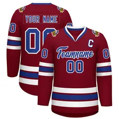 Crimson Royal-White Classic Hockey Jersey 1