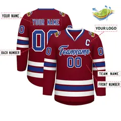 Crimson Royal-White Classic Hockey Jersey 2