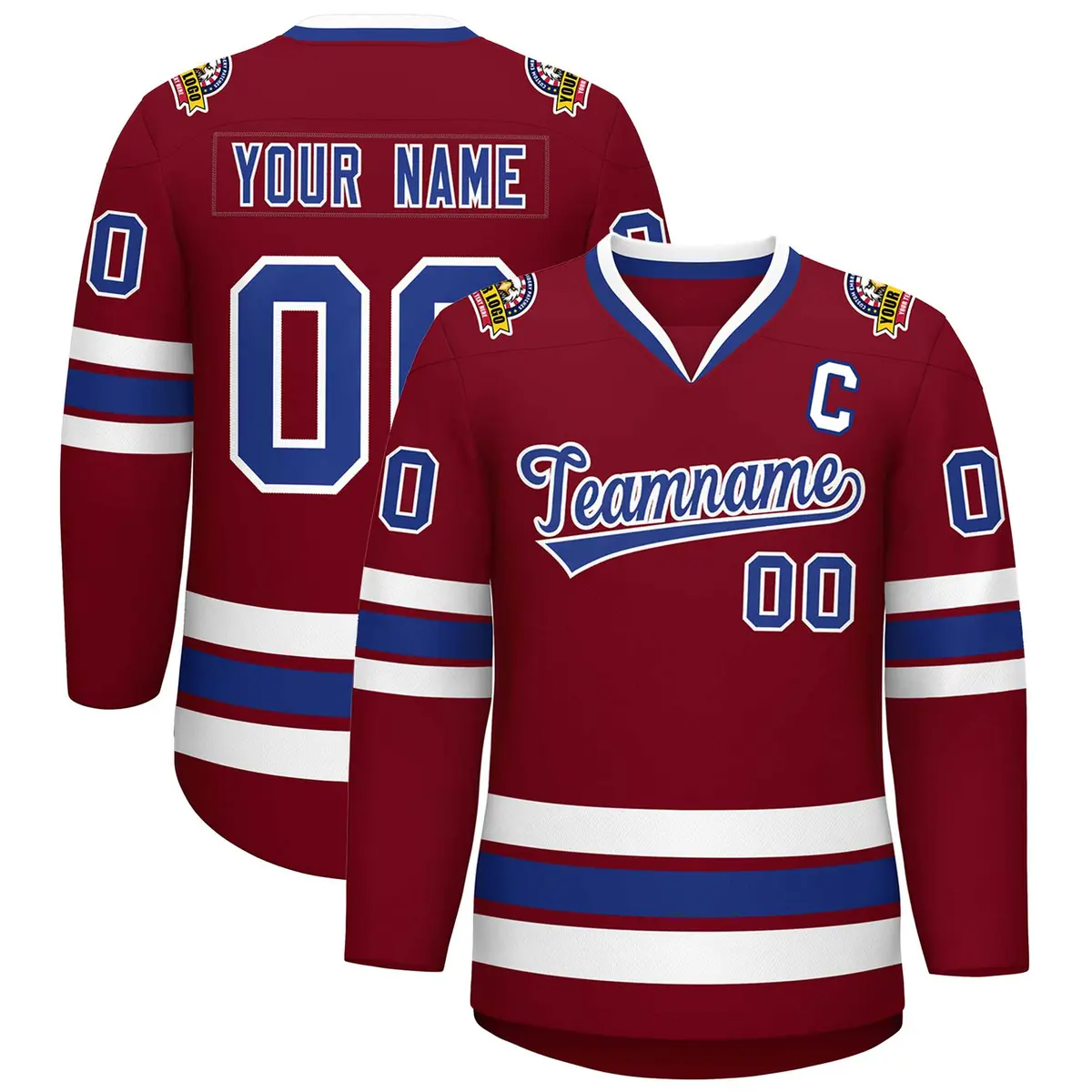 Crimson Royal-White Classic Hockey Jersey
