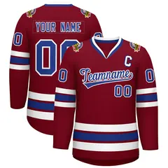Crimson Royal-White Classic Hockey Jersey 1