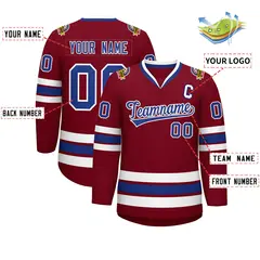 Crimson Royal-White Classic Hockey Jersey 2
