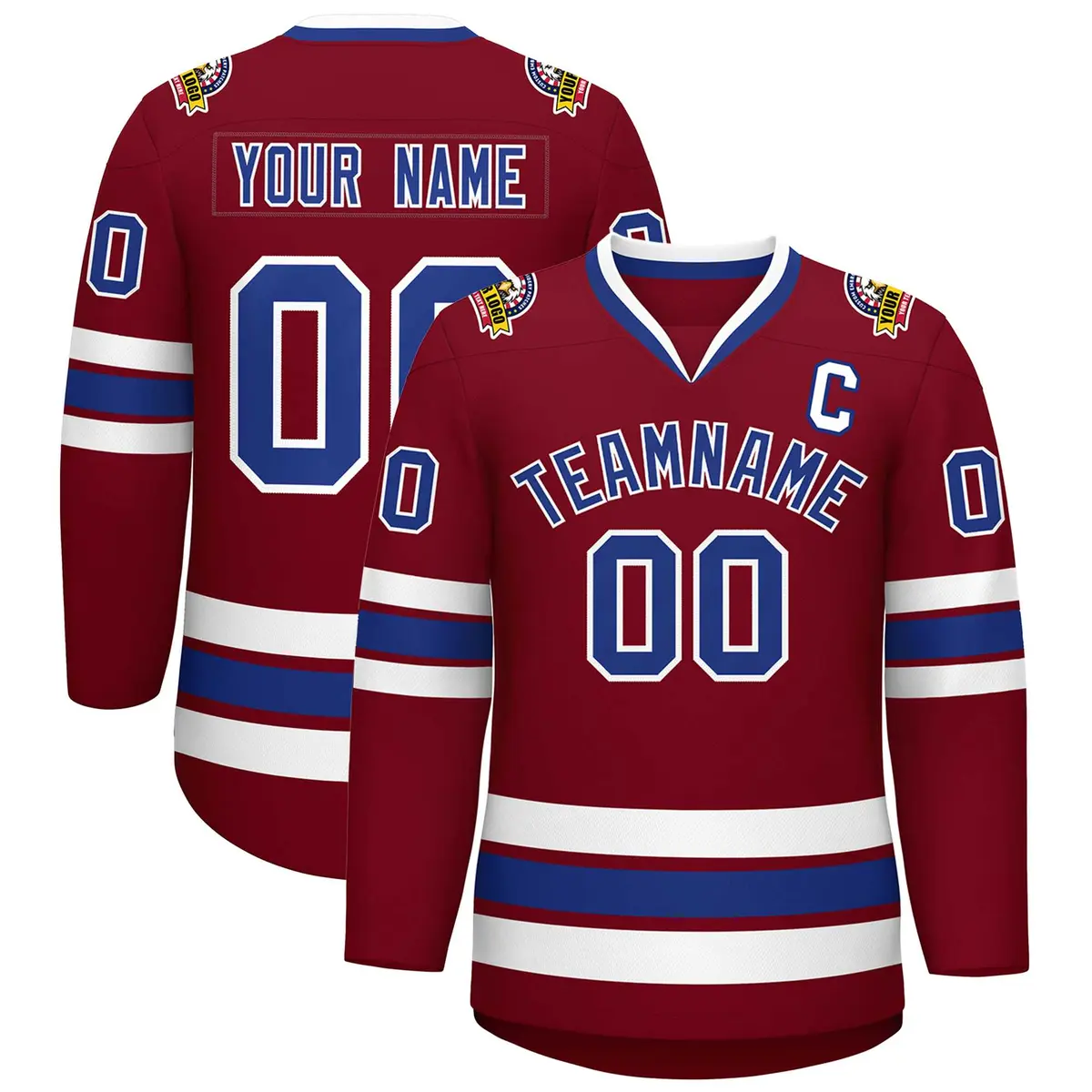 Crimson Royal-White Classic Hockey Jersey