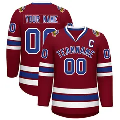 Crimson Royal-White Classic Hockey Jersey 1