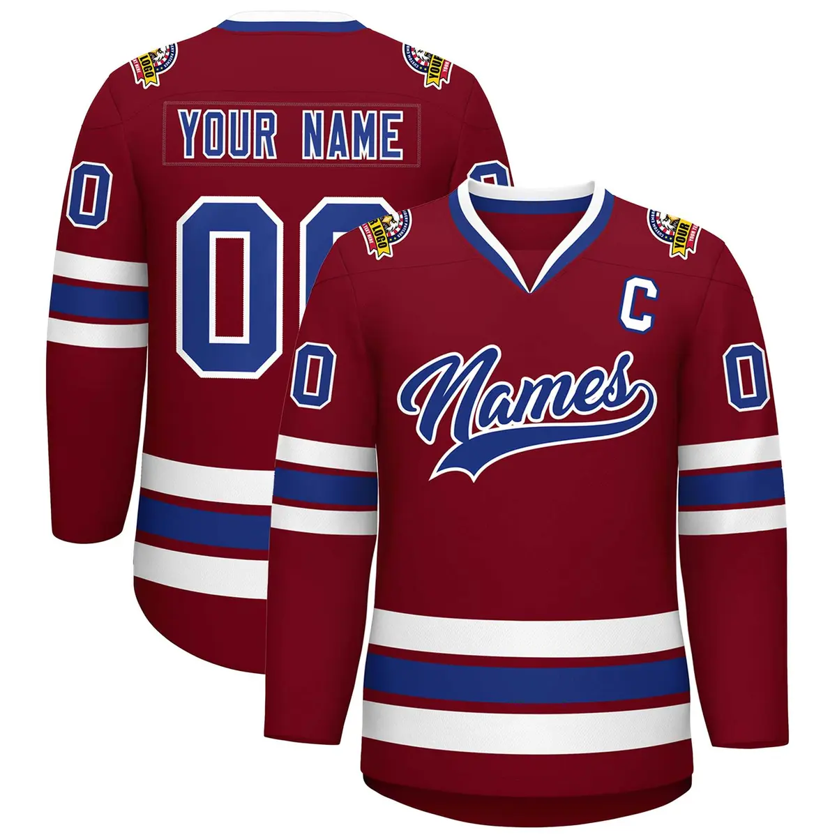 Crimson Royal-White Classic Hockey Jersey