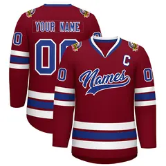 Crimson Royal-White Classic Hockey Jersey 1