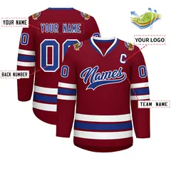 Crimson Royal-White Classic Hockey Jersey 2