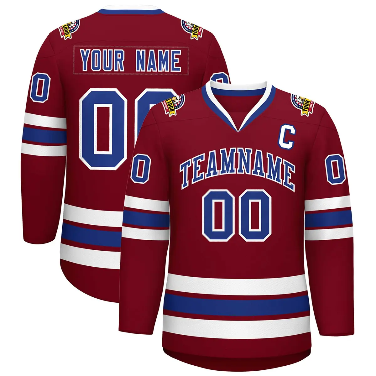 Crimson Royal-White Classic Hockey Jersey