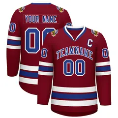 Crimson Royal-White Classic Hockey Jersey 1