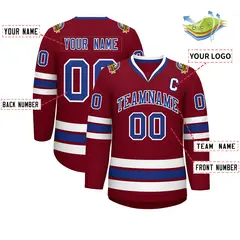 Crimson Royal-White Classic Hockey Jersey 2