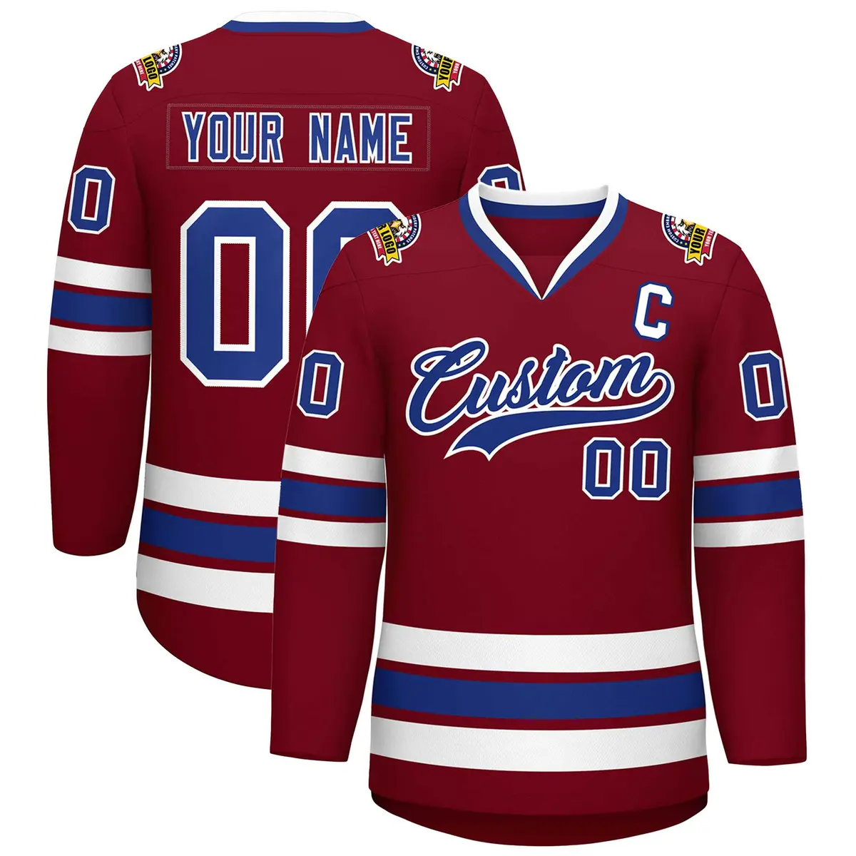 Crimson Royal-White Classic Hockey Jersey