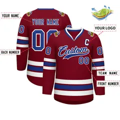 Crimson Royal-White Classic Hockey Jersey 2