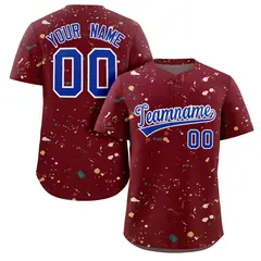 Crimson Royal-White Splash Graffiti Striped Baseball Jersey