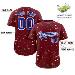 Crimson Royal-White Splash Graffiti Striped Baseball Jersey 2