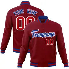 Crimson Royal-White Varsity Full-Snap Letterman Jacket 1