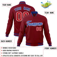 Crimson Royal-White Varsity Full-Snap Letterman Jacket 4