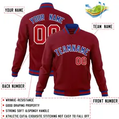 Crimson Royal-White Varsity Full-Snap Letterman Jacket 4