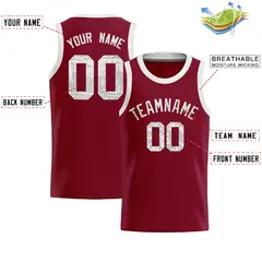 Crimson Sequined Trim Athletic Basketball Jersey 2
